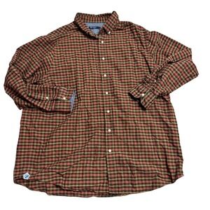 Cremieux Classics 3XT Red Orange 100% Cotton Plaid Long Sleeve Button Down Shirt